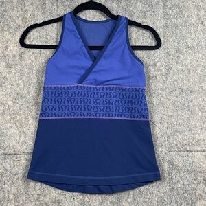 Lululemon Athletica V Tank Women's Size 6‎ Purple Mesh Back Logo Print